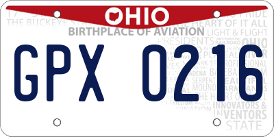 OH license plate GPX0216