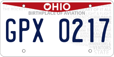 OH license plate GPX0217