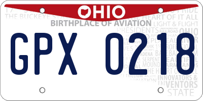 OH license plate GPX0218