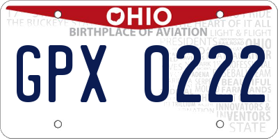 OH license plate GPX0222