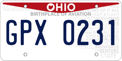 OH license plate GPX0231