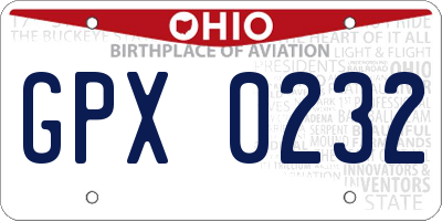 OH license plate GPX0232