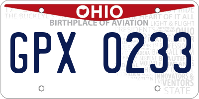 OH license plate GPX0233