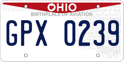 OH license plate GPX0239