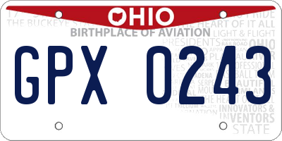 OH license plate GPX0243