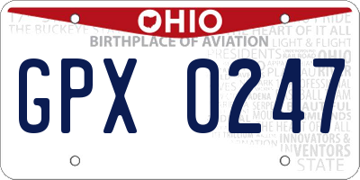 OH license plate GPX0247