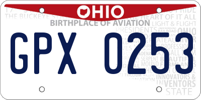 OH license plate GPX0253