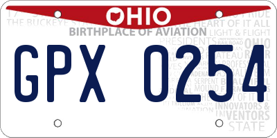 OH license plate GPX0254