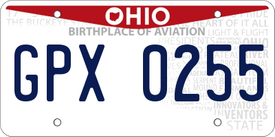 OH license plate GPX0255
