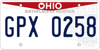 OH license plate GPX0258