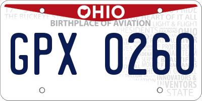 OH license plate GPX0260