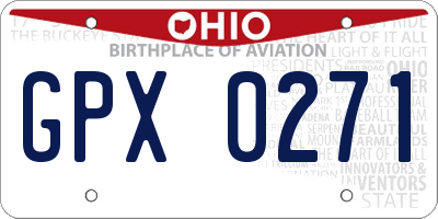 OH license plate GPX0271