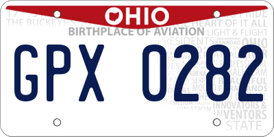 OH license plate GPX0282