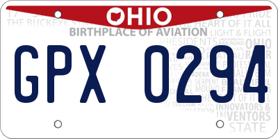 OH license plate GPX0294