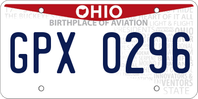 OH license plate GPX0296