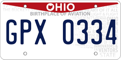 OH license plate GPX0334