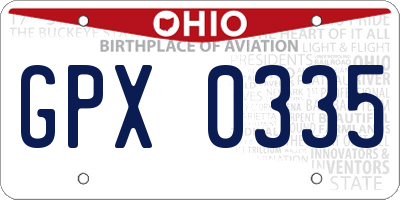 OH license plate GPX0335