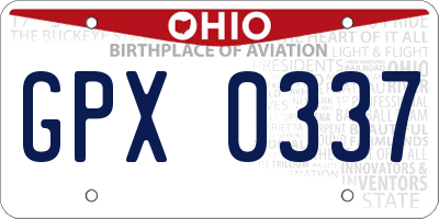 OH license plate GPX0337
