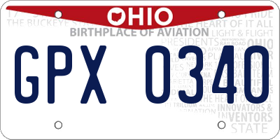 OH license plate GPX0340