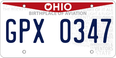 OH license plate GPX0347