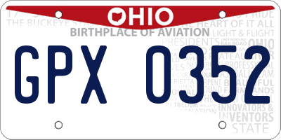 OH license plate GPX0352