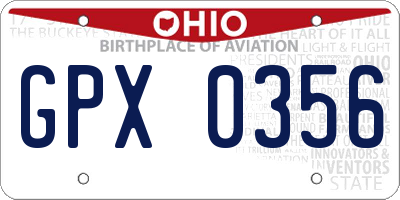 OH license plate GPX0356