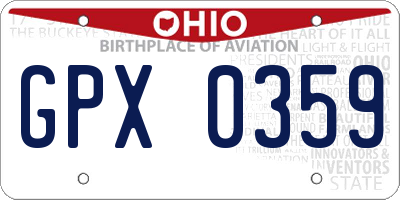 OH license plate GPX0359