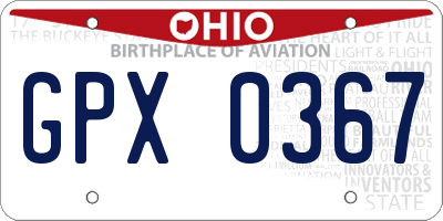 OH license plate GPX0367