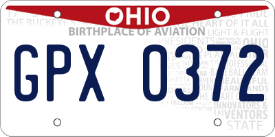 OH license plate GPX0372
