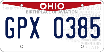 OH license plate GPX0385