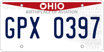 OH license plate GPX0397