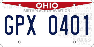 OH license plate GPX0401