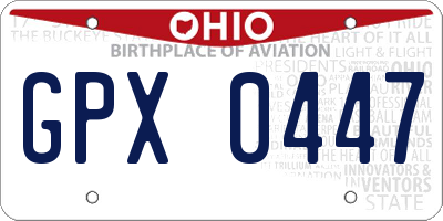 OH license plate GPX0447