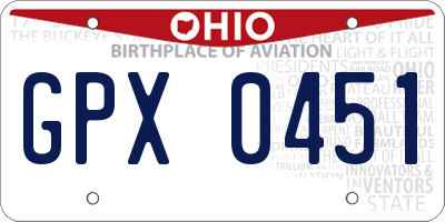 OH license plate GPX0451