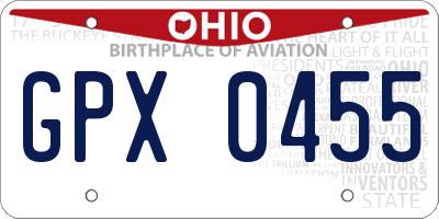 OH license plate GPX0455