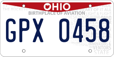 OH license plate GPX0458
