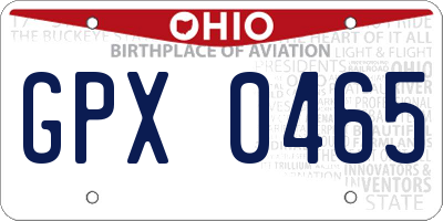 OH license plate GPX0465