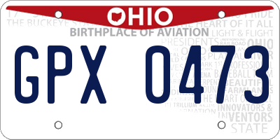 OH license plate GPX0473