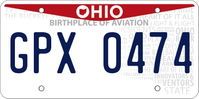 OH license plate GPX0474