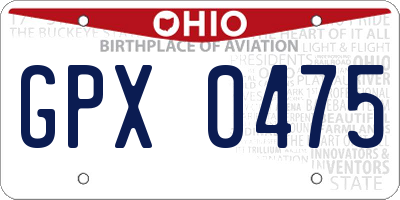 OH license plate GPX0475