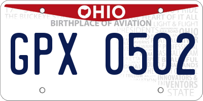 OH license plate GPX0502