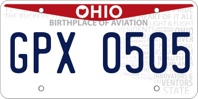 OH license plate GPX0505