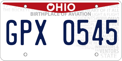 OH license plate GPX0545