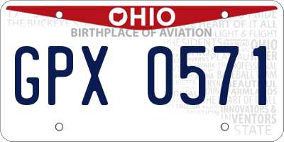 OH license plate GPX0571
