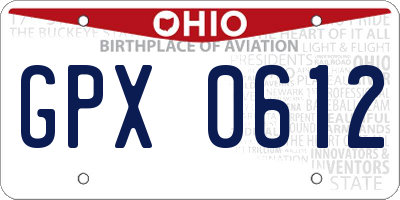 OH license plate GPX0612