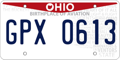 OH license plate GPX0613