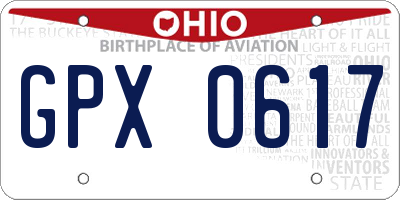 OH license plate GPX0617