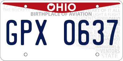 OH license plate GPX0637