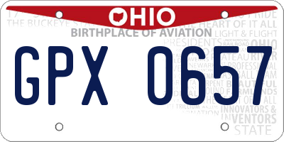 OH license plate GPX0657