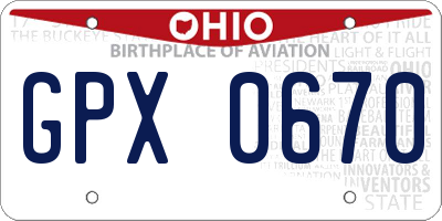 OH license plate GPX0670